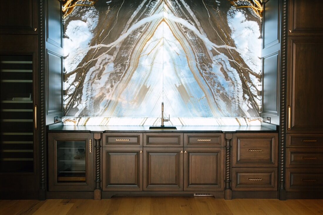 Custom Kitchen with lit onyx