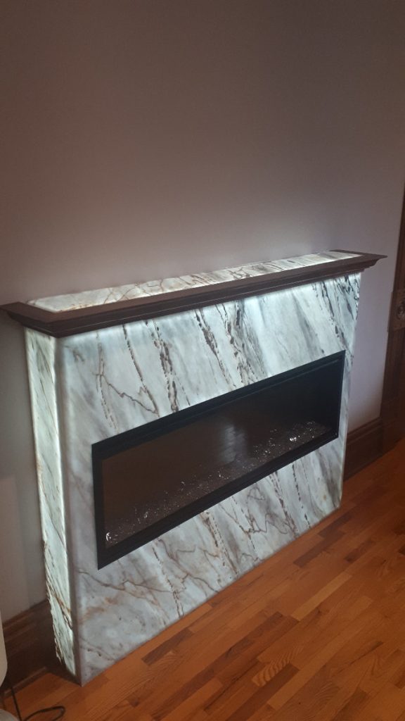 Backlit Spare Room Fireplace