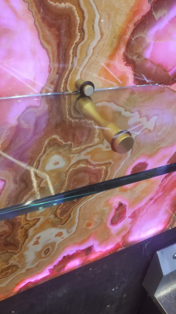 backlit stone with shelving peg